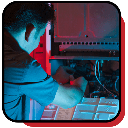 Zark Heating & Cooling technician performing furnace repair in New Lenox, IL