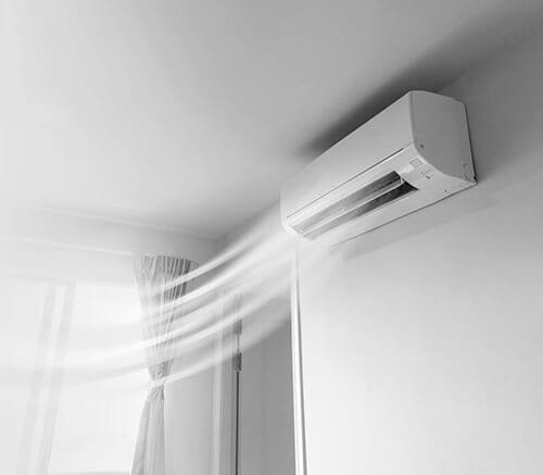 Ductless mini-split indoor unit mounted on a wall