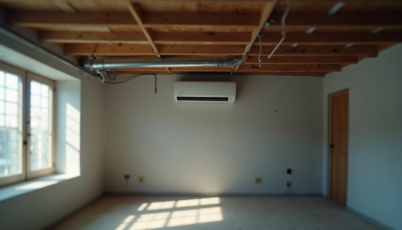 Eye-level view of an HVAC system inside a home