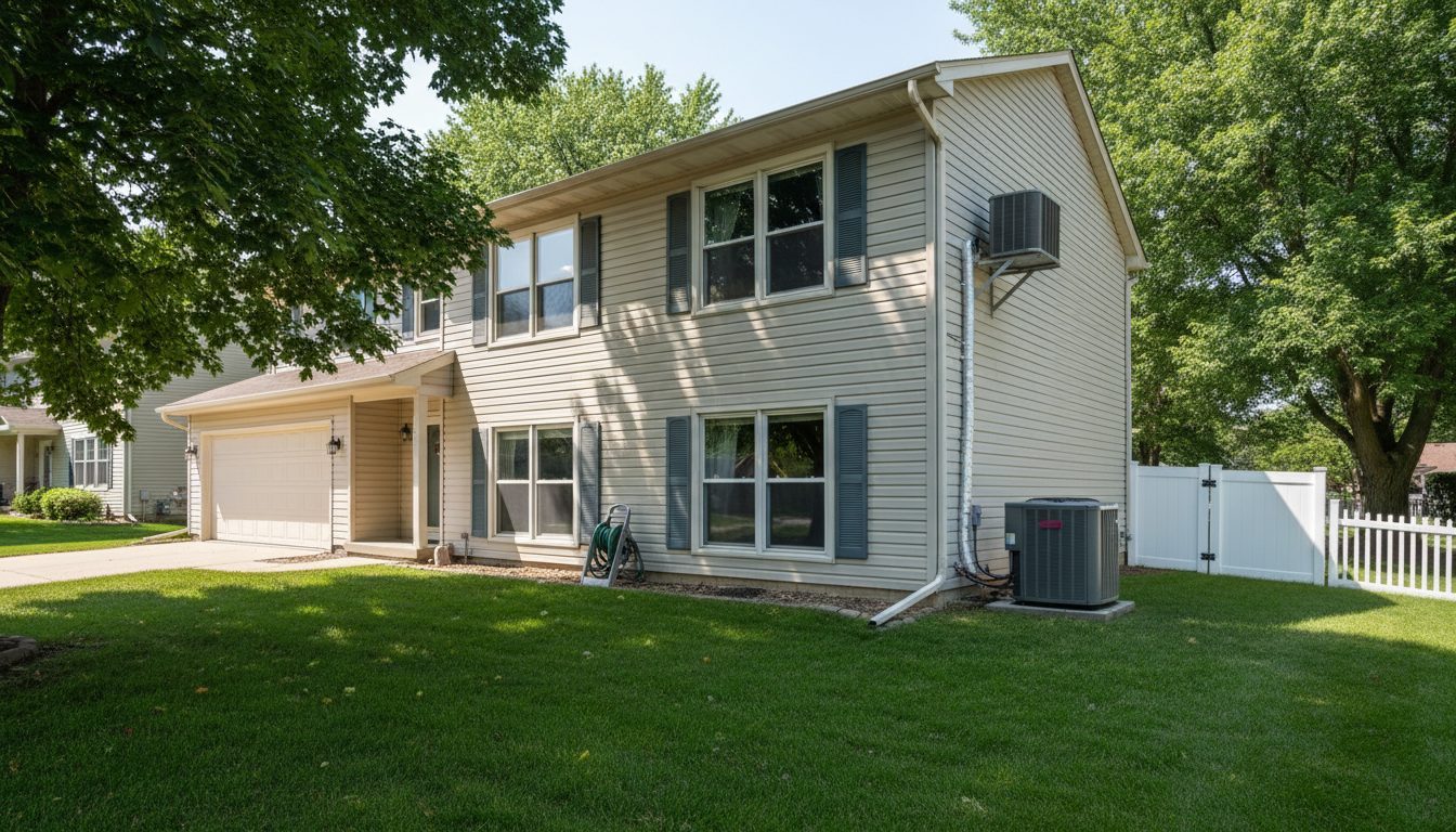 Wide-angle view of a two-story Joliet home on a sunny summer afternoon